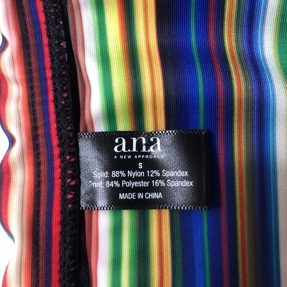 A.N.A - A NEW APPROACH Black & Multicolor Striped Push-Up Bikini Set -Size Small - Picture 7 of 8
